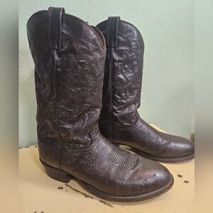 Tony Lama Chocolate Brown Full Quill Ostrich Boot